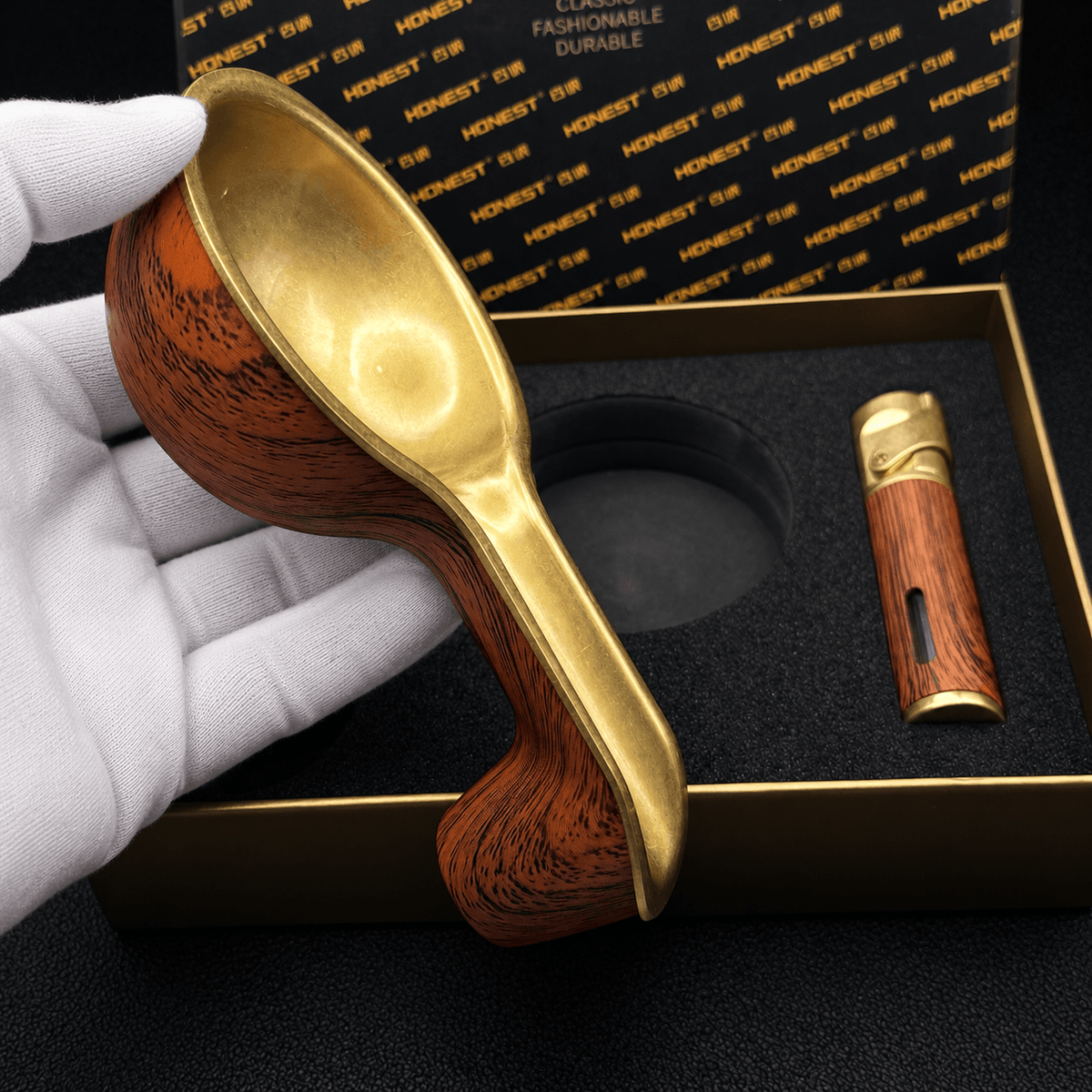 HONEST Auric Ensemble — Lighter & Ashtray Gift Set